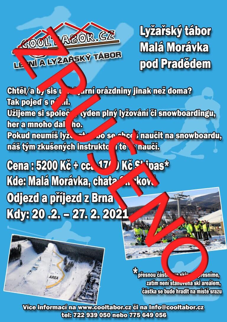 S velkou lítostí Vám oznamujeme zrušení Lyžařského tábora 2021 v Malé Morávce.
